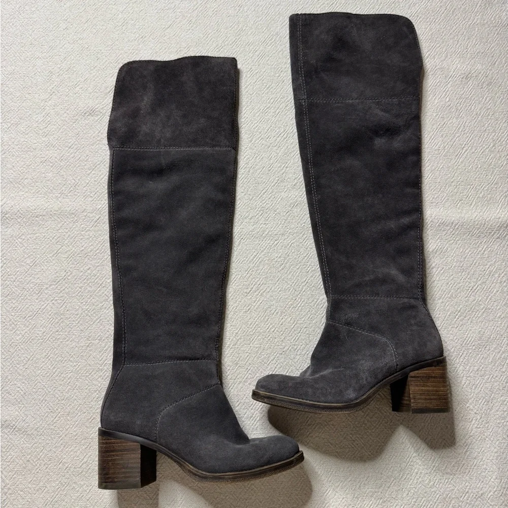 Lucky Brand Ramsden Dark Grey Suede Over the Knee Boots 7